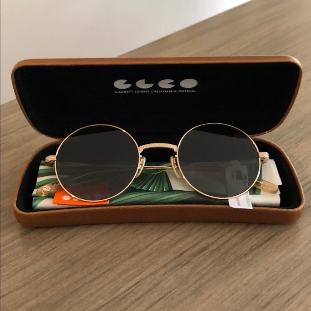 Garrett Leight Gold Round Sunglasses